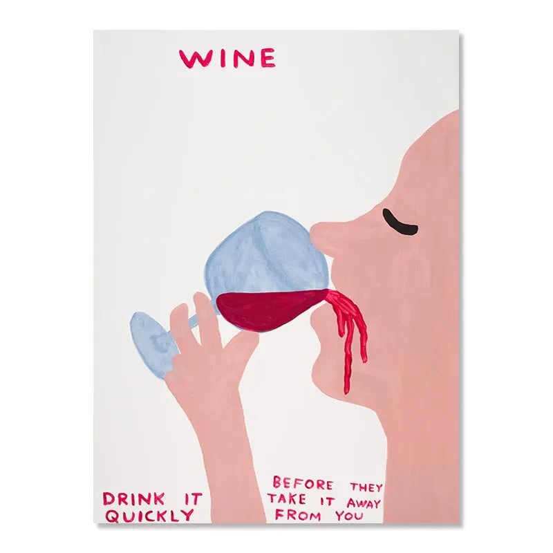 Lisslune | David Shrigley Rabbit Cat Wine Biscuit Train Wall Art Abstract Prints Canvas Painting Nordic Poster Pictures Living Room Decor