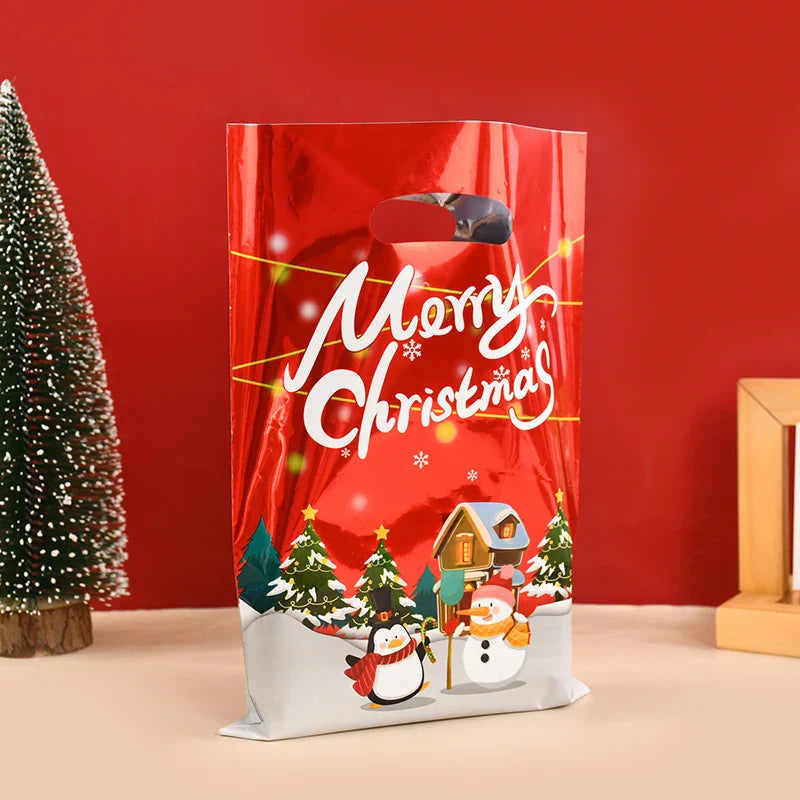Rynx 10/30 Piece Christmas Gift Bags Cartoon Plastic Candy Cookie Packaging Bags 2024 Christmas Decoration for Home Kids New Year Gift 2025