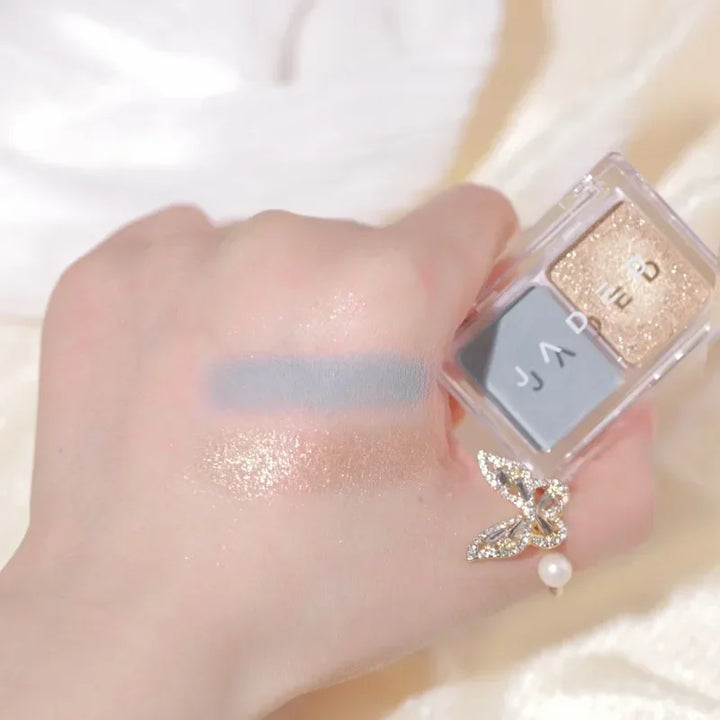 Rynx | 2 Colors Smoky Blue Eyeshadow Palette Matte Pearl Gray Pink Low Saturation Eyeshadow Palette Eye Pigments Long-lasting Korea Makeup