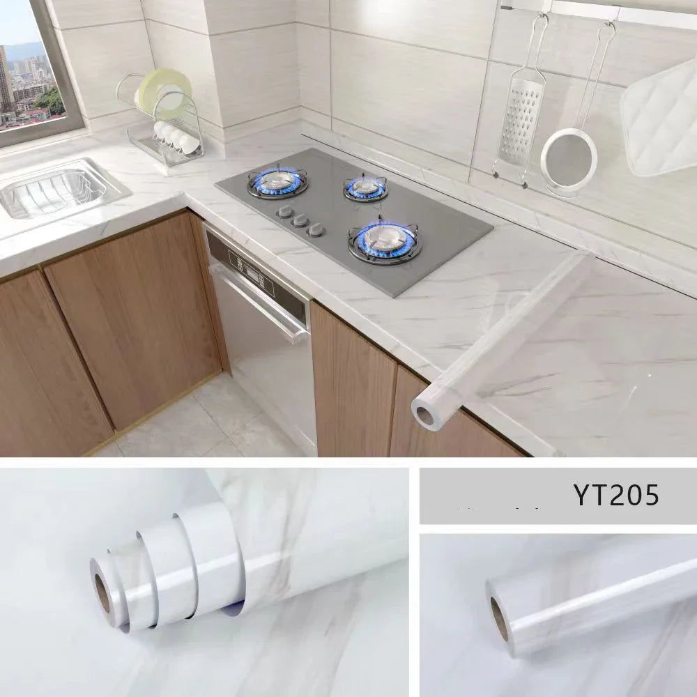 Lisslune | Marble Kitchen Oil-Proof Film - Self-Adhesive Waterproof Wallpaper for Stove, Countertop, Cabinet, Tile Renovation