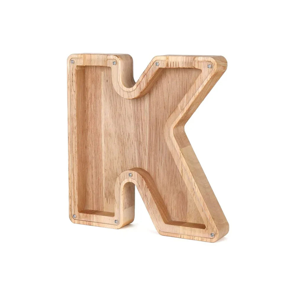 Lisslune | Wooden Alphabet Piggy Bank with Transparent Viewing Window for Stylish Saving