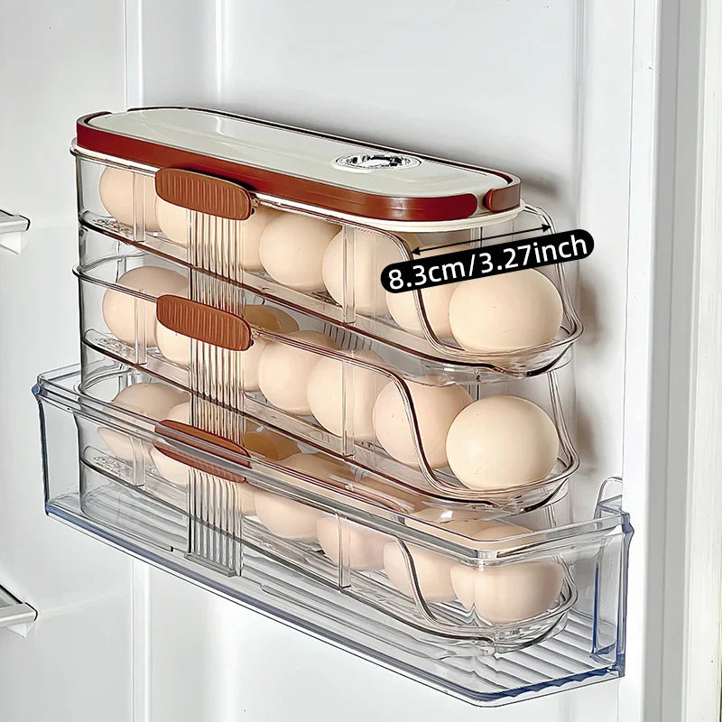 Lisslune | Fridge Organizer Automatic Rolling Transparent Egg Storage Box