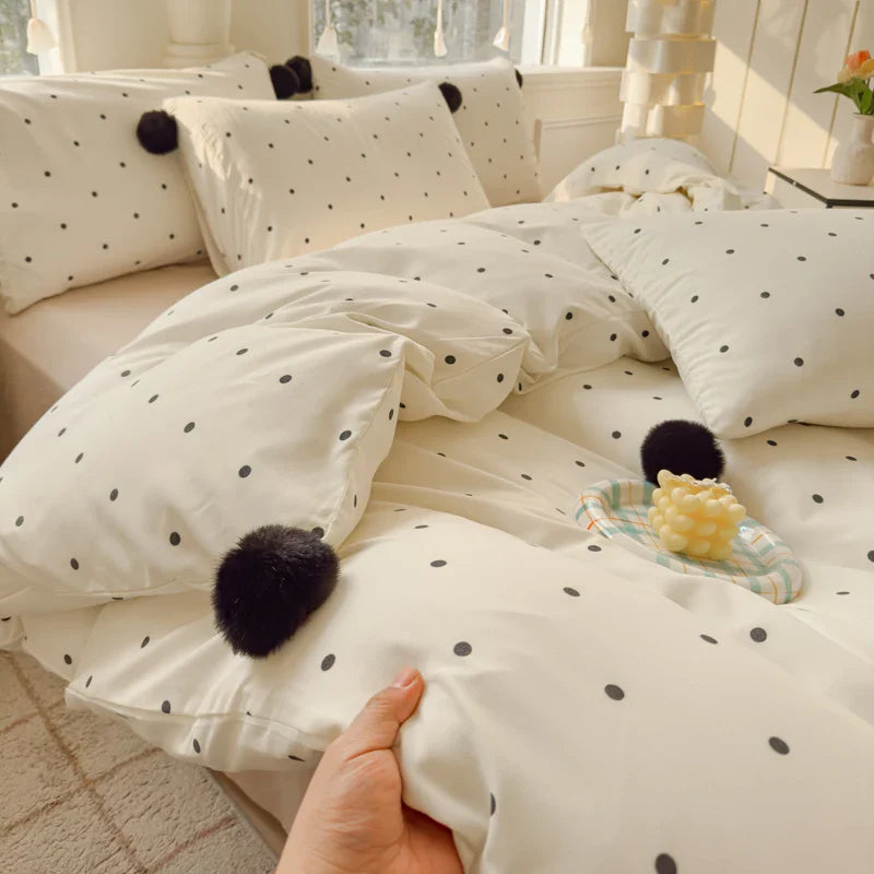 Rynx | Simple Style Bedding Set Skin-Friendly Bedding Set Girl's Room Bedding Cute Duvet Cover Pillowcase with Bed Sheet duvet set