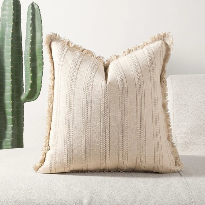 Lisslune | Scandi Stripe Textured Fringe Cushion Cover