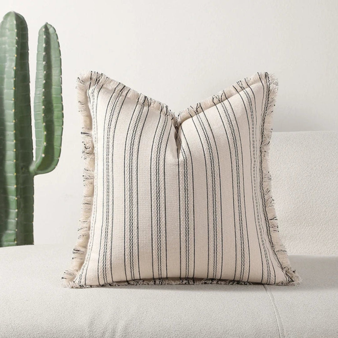 Lisslune | Scandi Stripe Textured Fringe Cushion Cover