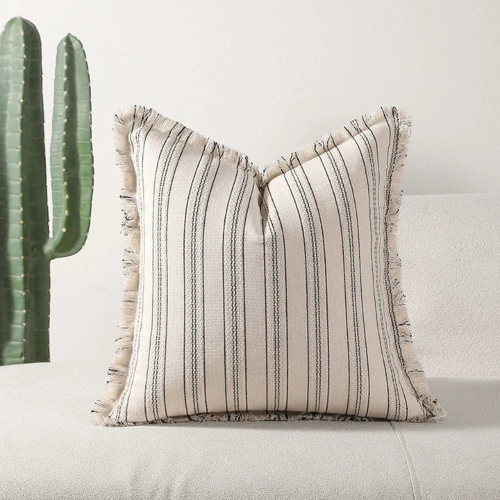 Lisslune | Scandi Stripe Textured Fringe Cushion Cover