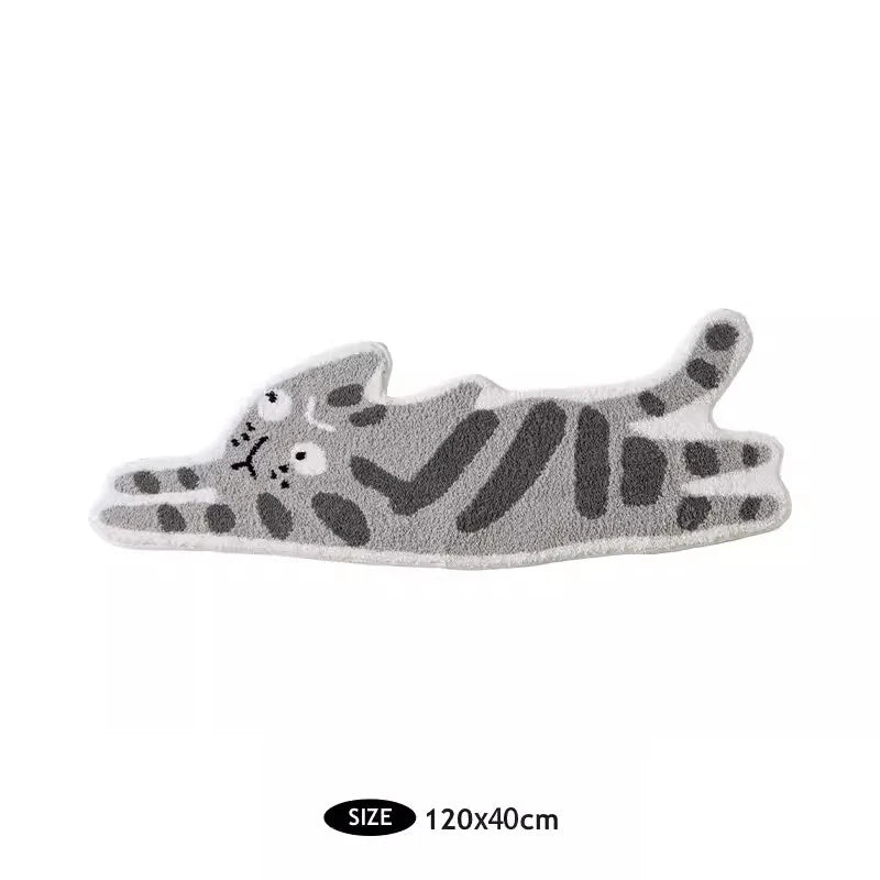 Rynx | Long Tufting Black Cat Bedroom Carpet Bathroom Mat Soft Cartoon Animal Pad Living Room Rug Non-Slip Hallway Home Kids Room Decor