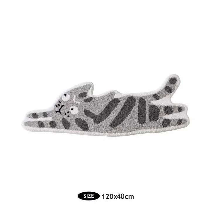 Rynx | Long Tufting Black Cat Bedroom Carpet Bathroom Mat Soft Cartoon Animal Pad Living Room Rug Non-Slip Hallway Home Kids Room Decor