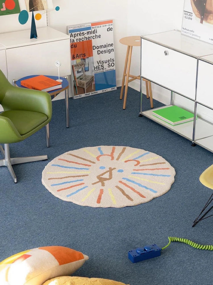 Rynx | Creative Funny Lion Living Room Large Rug Round Comfortable Soft Bedroom Nightstand Rug Non-Slip Children's Room Rugs Carpet