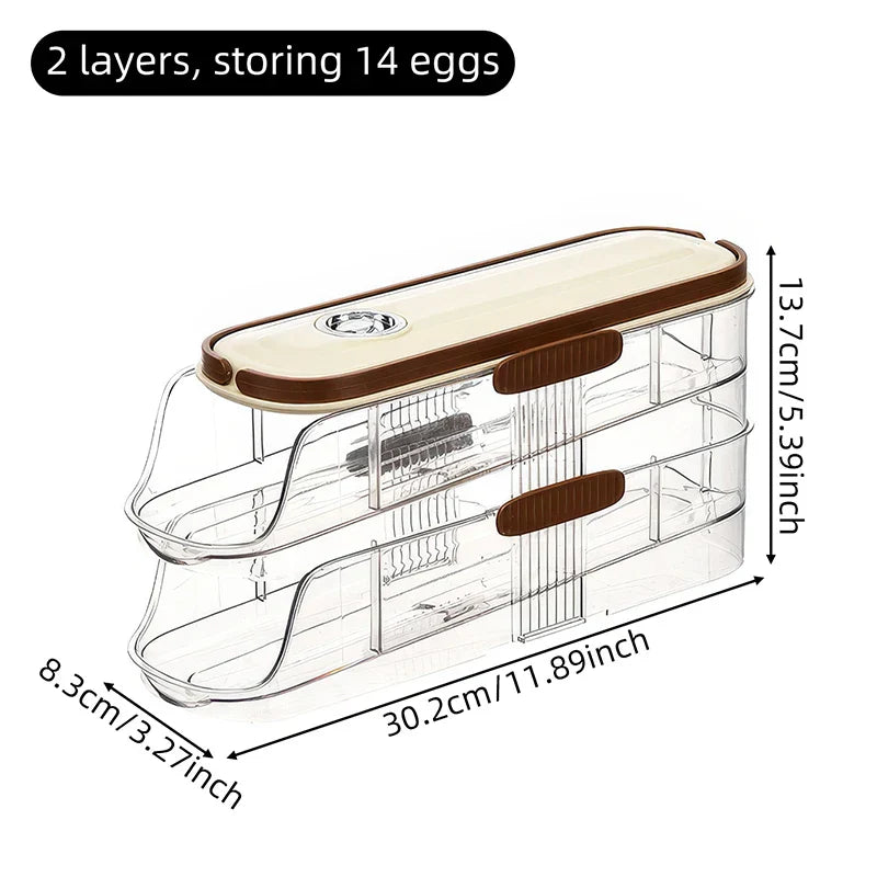 Lisslune | Fridge Organizer Automatic Rolling Transparent Egg Storage Box