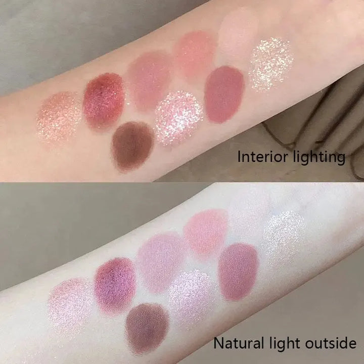 Lisslune | Neue transparente neunfarbige Lidschatten-Palette Rosy Nine Palace Glitter-Augen-Make-up