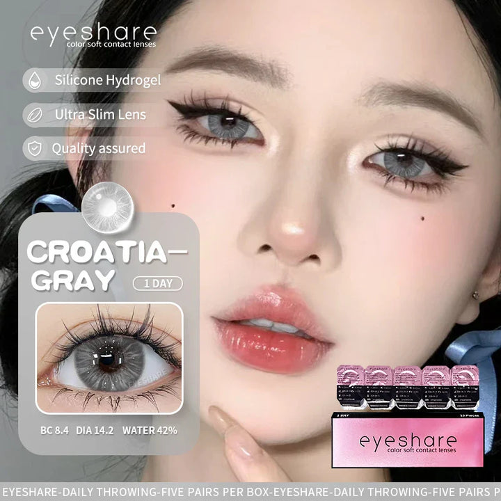 Rynx | 5 pairs of daily colored contact lenses for eyes 42% high water content 1 daily lens comfortable to wear disposable