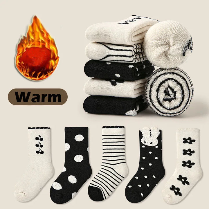 Lisslune | Fleece Winter Wool Socks for Kids (5 Pairs)