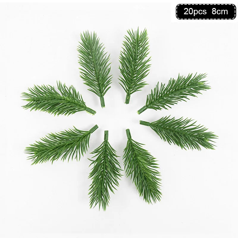Rynx 1Pack Christmas Pine Needles Branches Artificial Plant Christmas Tree Ornaments Decorations for Home DIY Wreath Gift Box Wedding Flowers