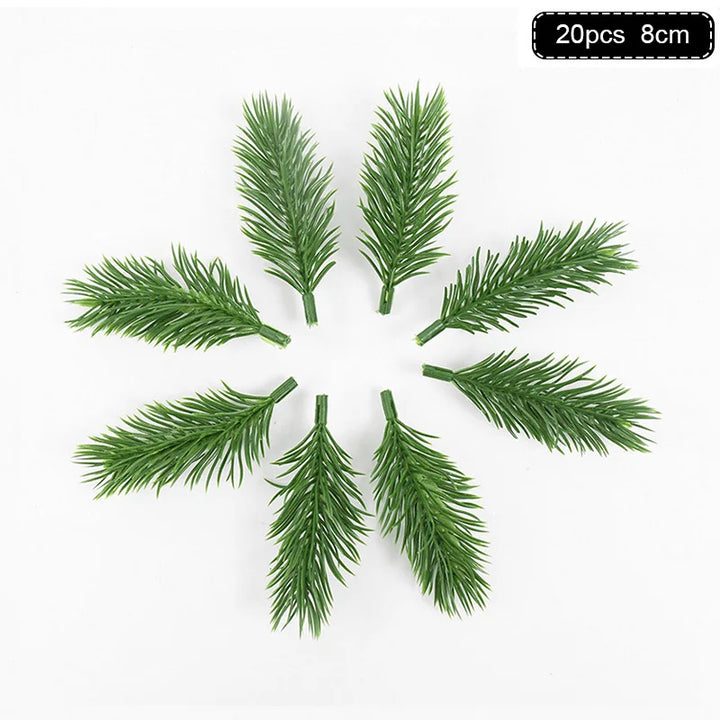 Rynx 1Pack Christmas Pine Needles Branches Artificial Plant Christmas Tree Ornaments Decorations for Home DIY Wreath Gift Box Wedding Flowers