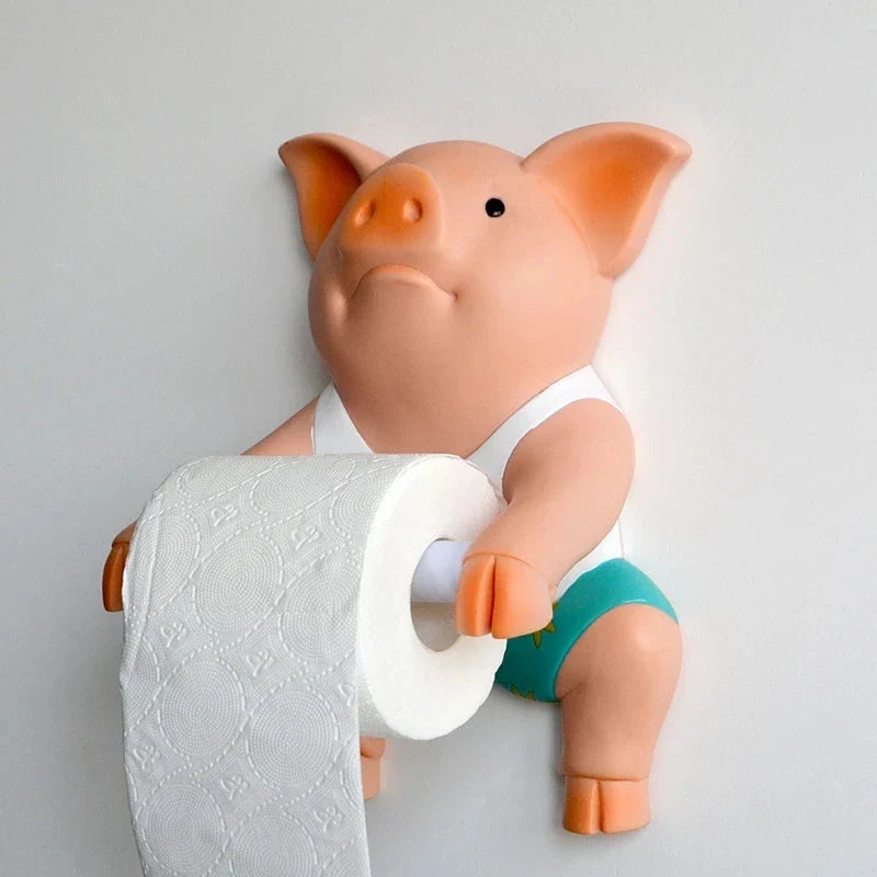 Rynx | Bathroom Accessories PVC Pig Style Toilet Paper Holder Shockproof Towel Box Household Paper Towel Holder Roll Spool Device