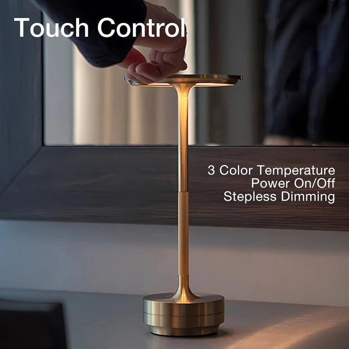 Lisslune | Cordless Rechargeable Modern Aura Table Lamp with Touch Controls | Wireless LED Light for Modern Side Tables and Office Desks | Minimalist Table Lamp