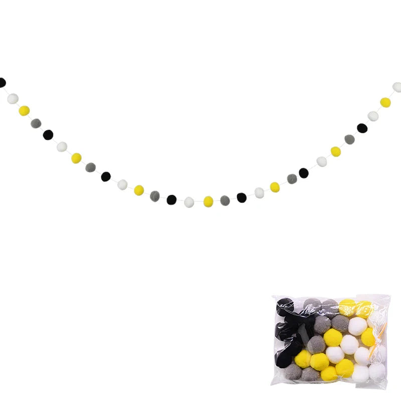 Rynx 2.5Meter Colored Pom Pom Pendant Light Garland Ins Nordic Series Wool Felt Ball String DIY Handmade Kids Room Decoration