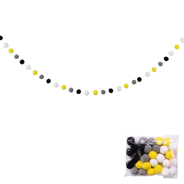 Rynx 2.5Meter Colored Pom Pom Pendant Light Garland Ins Nordic Series Wool Felt Ball String DIY Handmade Kids Room Decoration