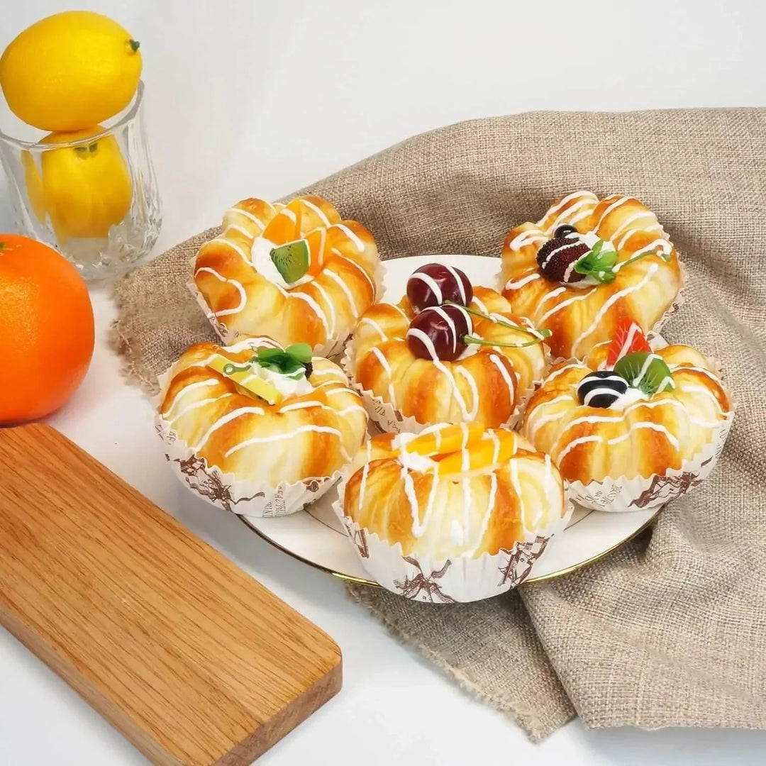 Lisslune | Realistic Synthetic Bakery Decor Set - 6 Lifesize Food Props for Kitchen and Business Display
