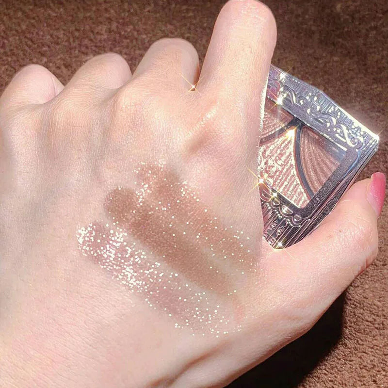 Rynx | Bow Tie Pink Pearls Eyeshadow Palette Light Matte 3 Colors Shimmer Crystal Glitter Eyeshadow Waterproof Long-Lasting Pigment Makeup