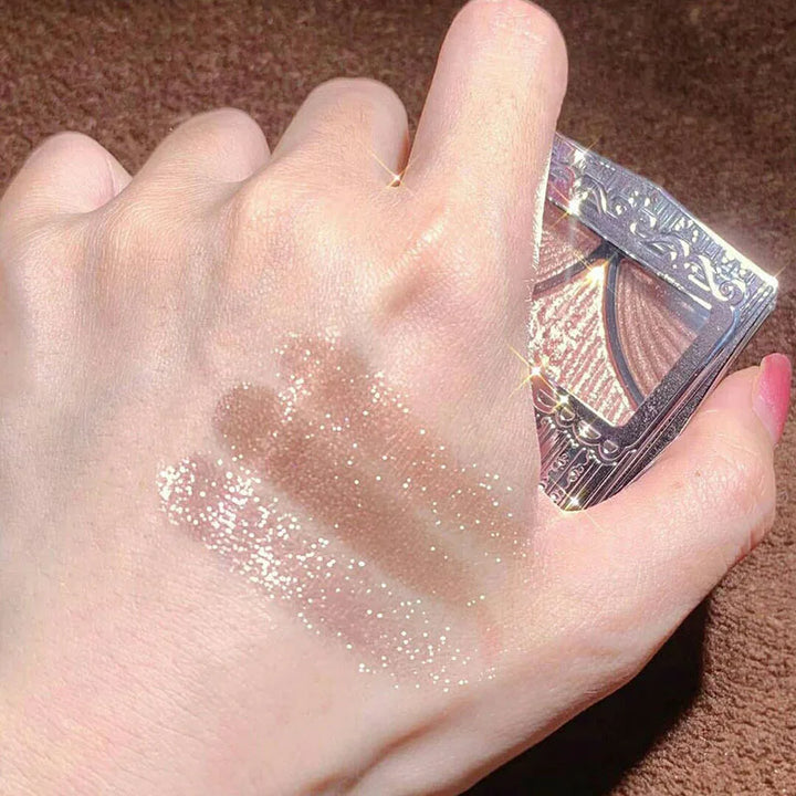 Rynx | Bow Tie Pink Pearls Eyeshadow Palette Light Matte 3 Colors Shimmer Crystal Glitter Eyeshadow Waterproof Long-Lasting Pigment Makeup