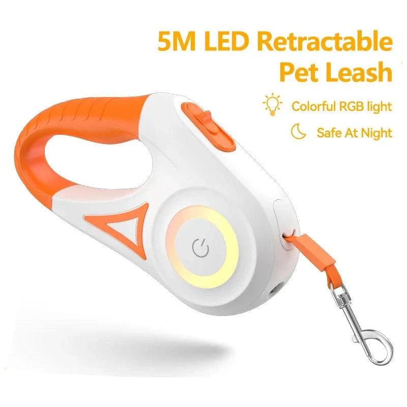 Lisslune | 5M Stylish LED Dog Leash with Retractable Design for Safe Night Walks