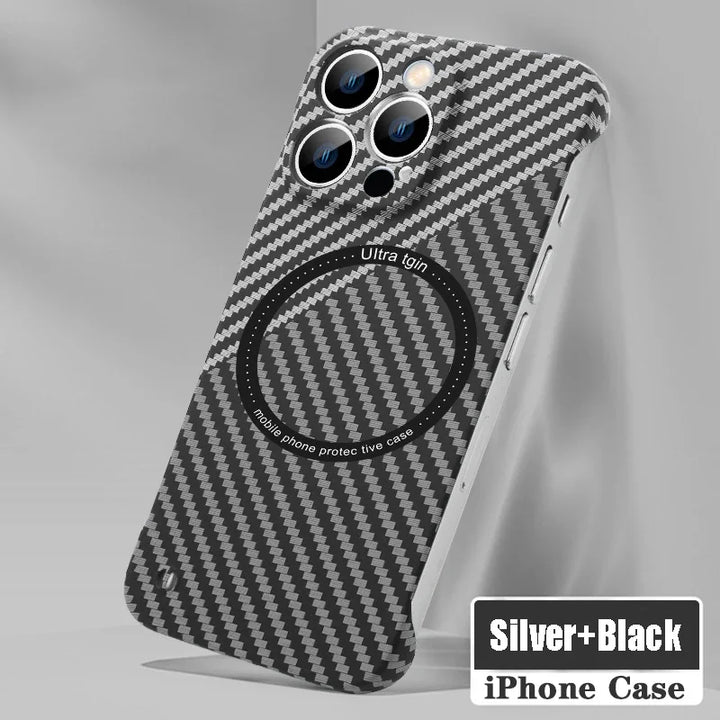 Lisslune | Ultra thin carbon fiber magnetic case for iPhone 16 15 ProMax 14 Plus 13 12 11 Pro Max Magsafe wireless charging borderless cover