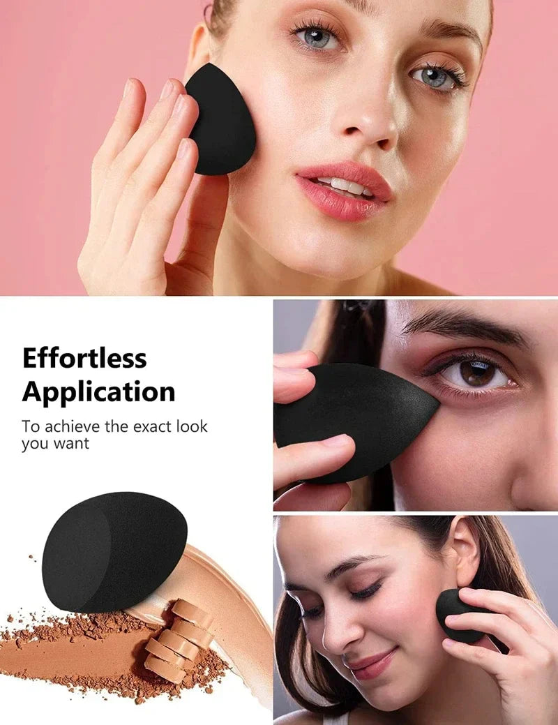 Rynx | 10 Piece Makeup Applicator Super Soft Sponge Powder Blender Black Makeup Sponges Blender Gentle Foundation Contour Blend Puff