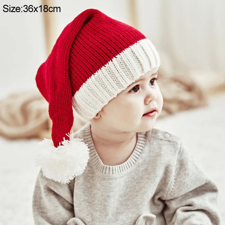 Rynx Knitted Christmas Hat Sweet Pompom Adult Children Soft Hat Santa Hat New Year Party Kids Gift Navidad Natal Noel Decoration