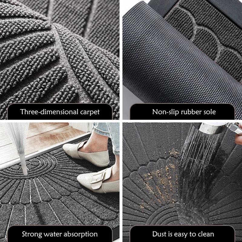 Lisslune | Superiore Non-slip Black and Gray Half-moon Outdoor Entrance Mat