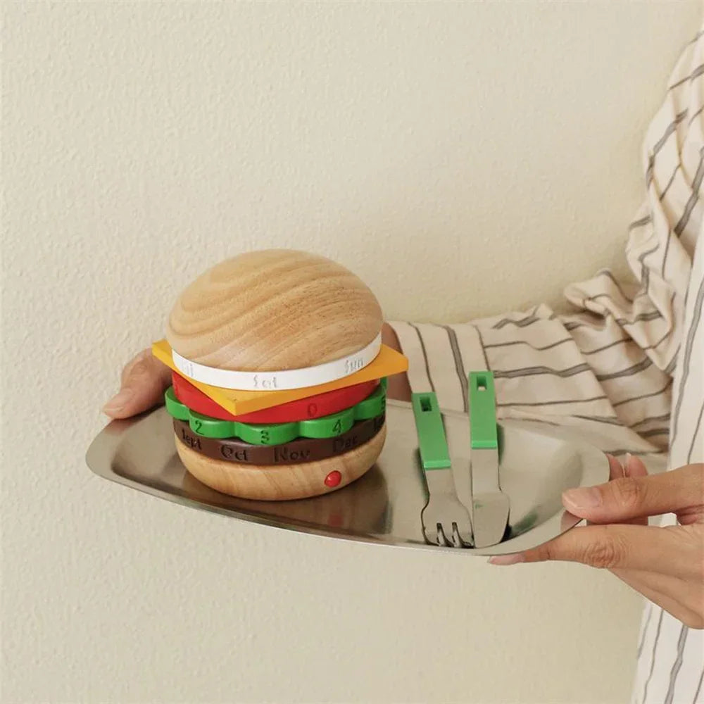 Lisslune | Rotating Wooden Hamburger Decorative Calender