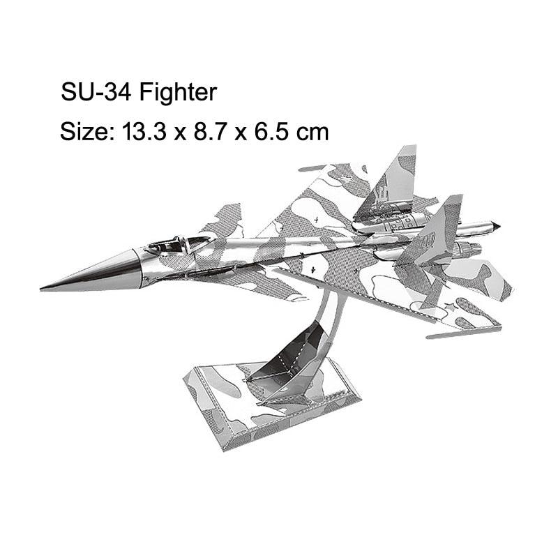 Lisslune | Stainless Steel 3D Jet Fighter Model Building Kit - Engaging DIY Puzzle for All Age Groups