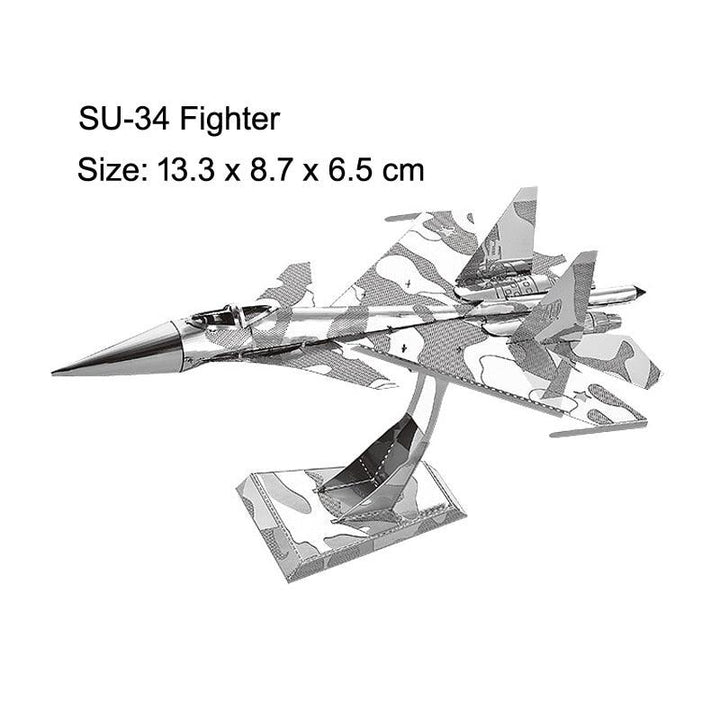 Lisslune | Stainless Steel 3D Jet Fighter Model Building Kit - Engaging DIY Puzzle for All Age Groups
