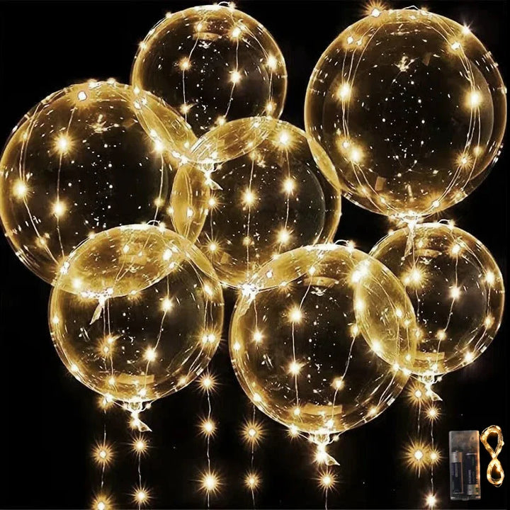 Rynx 10 pieces LED glowing Bobo balloon with string lights transparent bubble balloon birthday party wedding decoration Christmas supplies