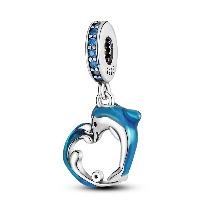 Lisslune | 925 Silver Golden Leopard Charms Beads Colorful Chameleon Rhinoceros Lion Scarab Cat Pendant Compatible with Original Pandora Bracelet Jewelry