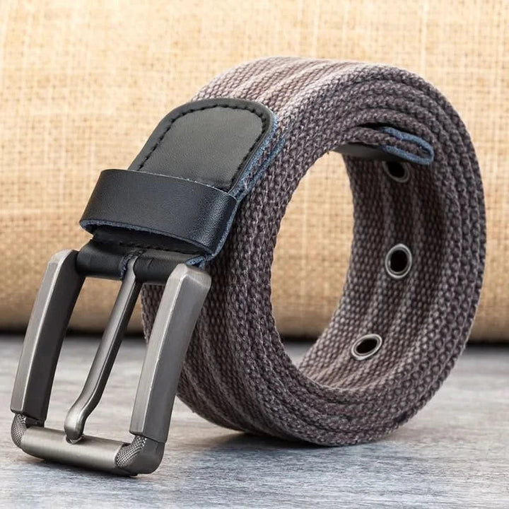 Lisslune | Men’s Canvas Belt – Adjustable Casual Striped Waistband