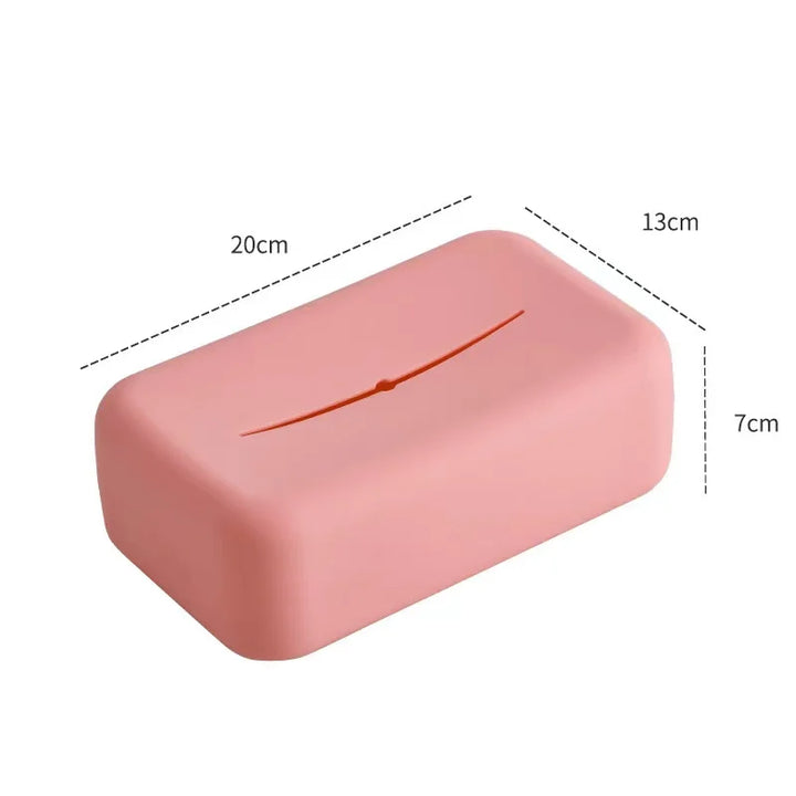 Rynx | Nordic Tissue Box Cover Soft Silicone Reusable Wipe Container Beige Tissue Box Holder Bathroom Living Room Kitchen Decoration
