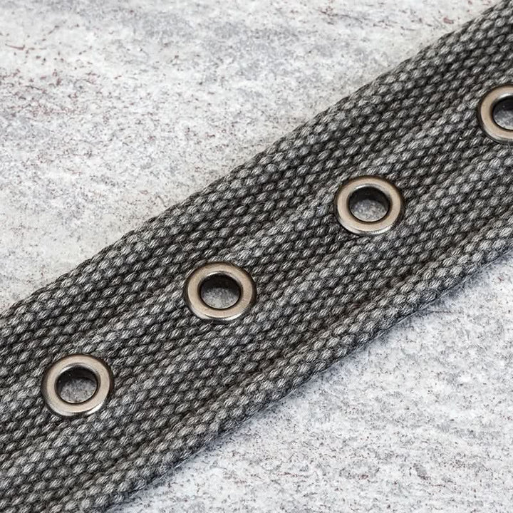 Lisslune | Men’s Canvas Belt – Adjustable Casual Striped Waistband