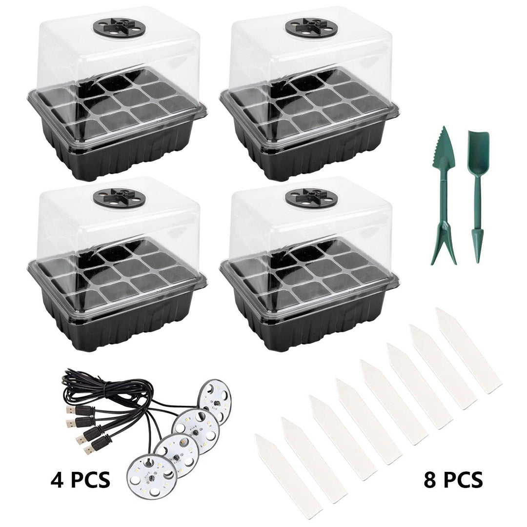 Lisslune | LED Seedling Starter Set with Humidity Control - Complete 5-Tray System for Enhanced Plant Growth