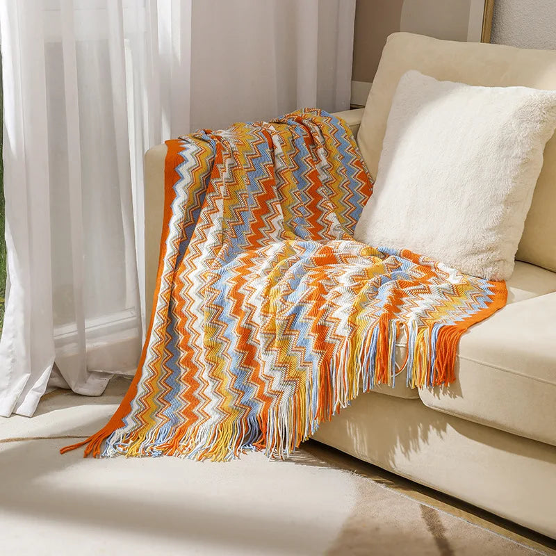 Lisslune | Chevron Knit Throw Blanket