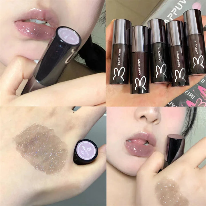 Rynx | Shiny Lip Lacquer Gel Glitter Lip Gloss Long-lasting Moisturizing Liquid Lipstick Lines Fade Shimmer Lip Makeup Cosmetics