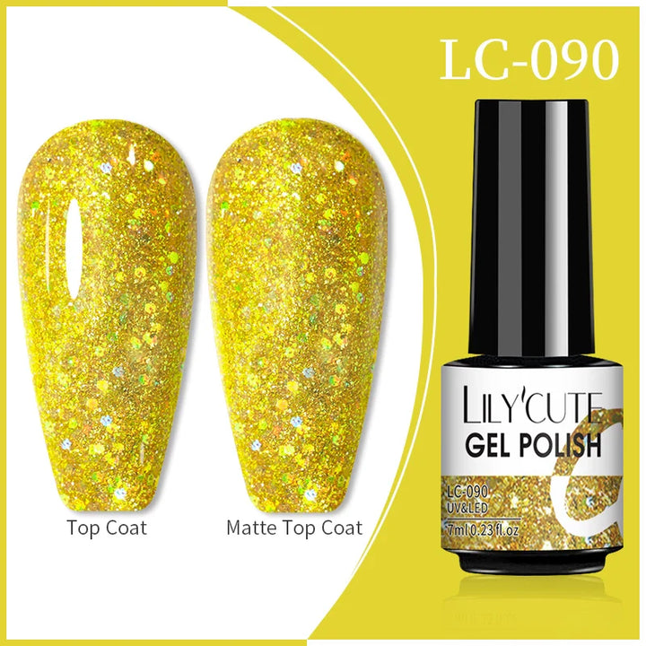Rynx | 7ml Glitter Gel Nail Polish Semi Permanent Sequins Soak Off UV Gel Colorful DIY Nail Art Polishes