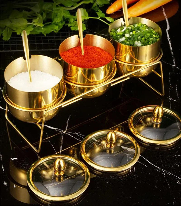 Lisslune | Elegant stainless steel spice set with wasabi bowl - Ideal for hotpot, dips and more
