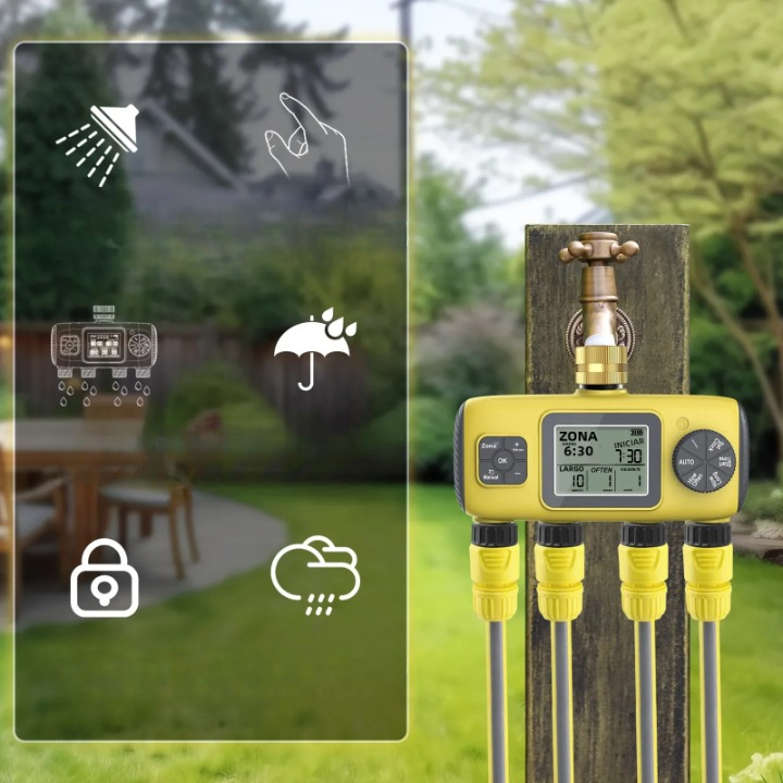 Lisslune | HydroVista - 4-Zone Digital Water System with LCD Screen and IPX7 Waterproof Smart Valve System