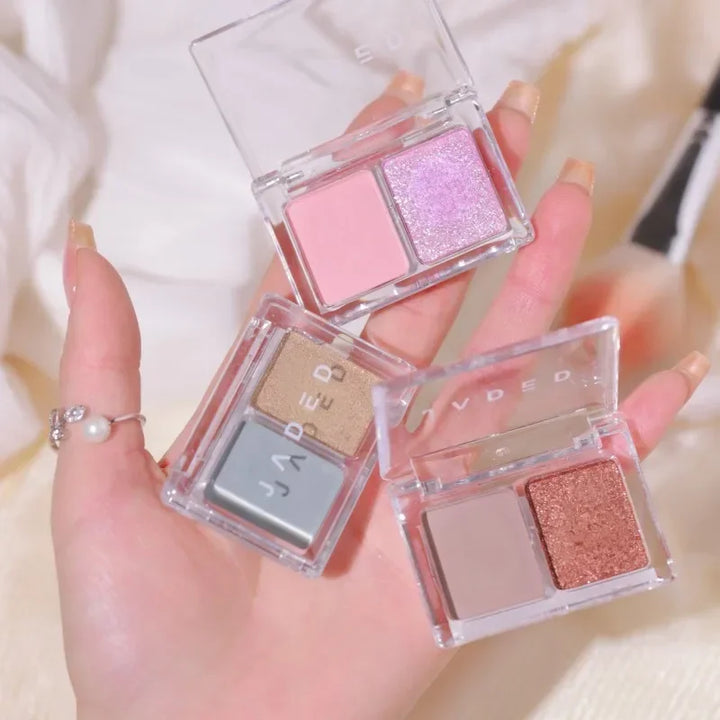 Rynx | 2 Colors Smoky Blue Eyeshadow Palette Matte Pearl Gray Pink Low Saturation Eyeshadow Palette Eye Pigments Long-lasting Korea Makeup