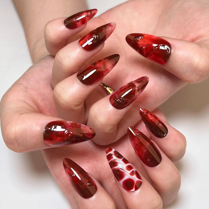 Rynx | Colored Halo Dye Wearable Nail Art Fashion Almond Shape Artificial Nails Removable Ready False Nails Press On Nails with Glue