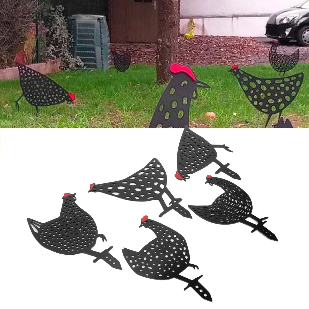 Rynx | 5Pcs Standing Outdoor Decoration Chick Decoration Lovely Chick Silhouette Acrylic Chicken Garden Art Silhouette Stakes
