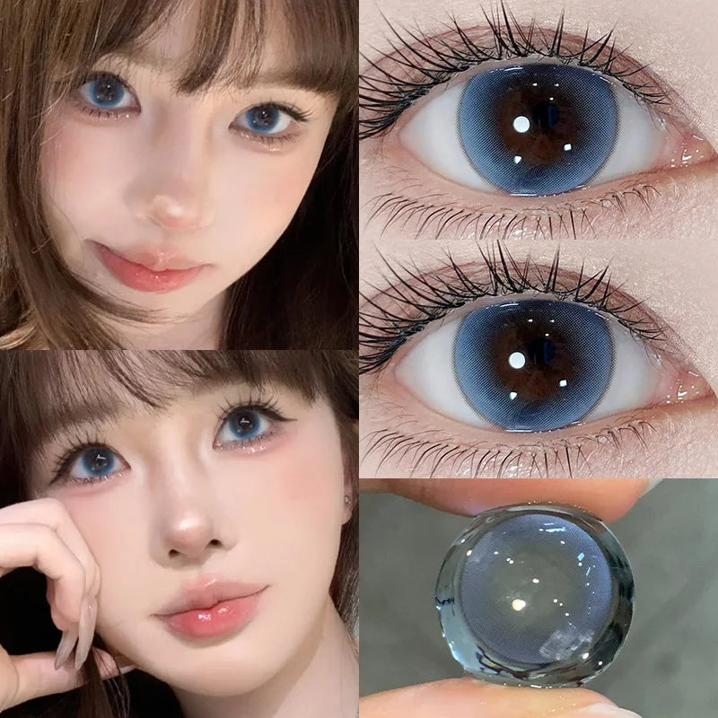 Rynx | 2PCS Myopia Lenses Colored Contact Lenses with Degree Natural Colored Eye Lenses with Diopters Blue Contact Lenses