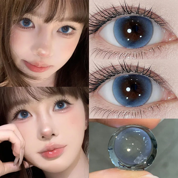 Rynx | 2PCS Myopia Lenses Colored Contact Lenses with Degree Natural Colored Eye Lenses with Diopters Blue Contact Lenses